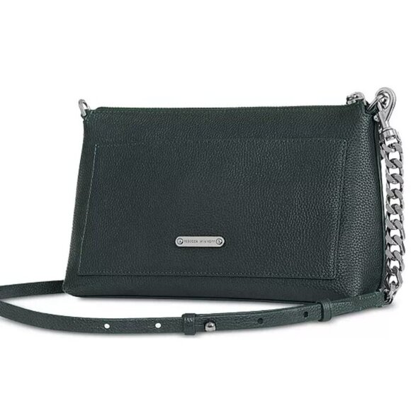 Rebecca Minkoff Megan Leather Crossbody Chain Green Bag NWT - Picture 2 of 9